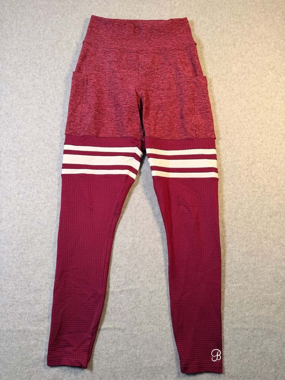 Bombshell Sportswear Leggings Varsity High Rise Maroon Red